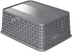 WYT 12-Pack Plastic Small Shelf Storage Weave Baskets for Organizing, Grey - Image 3