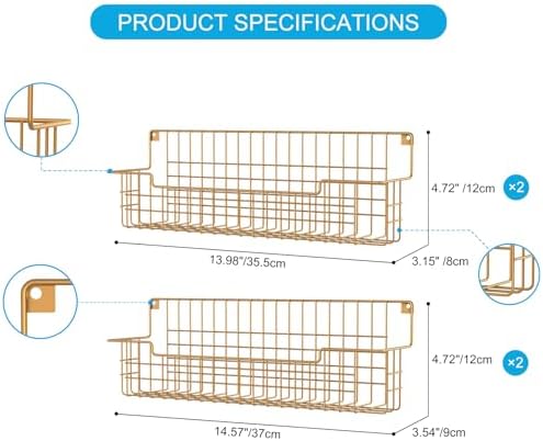 Spice Rack Wall Mount, 4 Pack Spice Organizer, Gold - Image 2