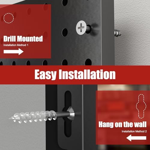 Heavy Duty Peg Board, 8 Pack Metal Pegboard Panels with 50 Hooks - Image 6