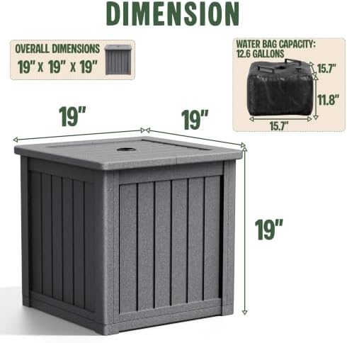 Patio Umbrella Base with 1.5" Hole, Outdoor Side Table, Planter Box, Grey - Image 3