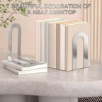 Chunful 12 Pcs Sliver Metal BookEnds Shelves, 7.5 x 5.75 x 3.5 in - Image 2