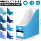 Jutom 48 Sets Cardboard Magazine Holders with Labels for School,Blue - Image 2