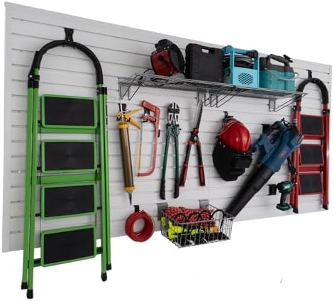 FRAYSCENT Slat Wall Paneling Garage Slat Wall Storage Systems Slatwall Panels Power Tool Organizer Wall Mount, PVC Garage Storage & Organization Products Slate Board (White, 4ft x 8ft) by FRAYSCENT