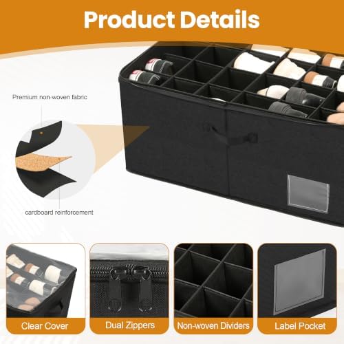 Shoe Organizer for Closet,Foldable Box with Clear Cover,Adjustable dividers - Image 4