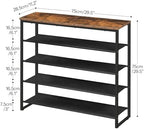 HOOBRO Shoe Rack, 5 Tier Shoe Storage Organizer with 4 Oxford Fabric Shelves and Top Panel, Holds 16-20 Pairs of Shoes, for Entryway and Closet, Industrial, Rustic Brown BF50XJ01 - Image 3