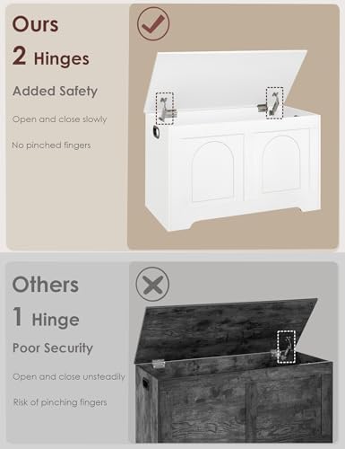 DINZI LVJ Storage Chest, Wooden Toy Box, White 31.5" L - Image 4