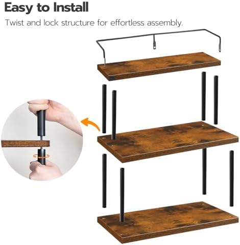 HOOBRO Kitchen Countertop Organizer, Moveable Corner Shelf, Desktop Storage Organizer for Countertop, Office Desk, Living Room, Rustic Brown and Black BF02TL01 - Image 6