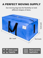 HOMESURE Supports 200lbs Heavy Duty Moving Bags - Strong Zipper & Wrap-Around Handles - Water-Resistant Storage Totes, Durable Alternative to Moving Boxes - 8 Pack - Sky Blue - Image 5