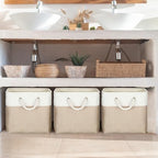 meekoo 8 Pack Fabric Storage Bins Baskets, 11 x 11 x 11 in, Beige - Image 5