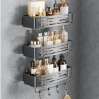 Rectangle Shower Caddy Suction Cup, Gray (3 Pack) by Laungborf