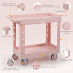 ELAFROS 2-Tier Rolling Storage Cart, 34 x 17 in, Sakura Pink - Image 3
