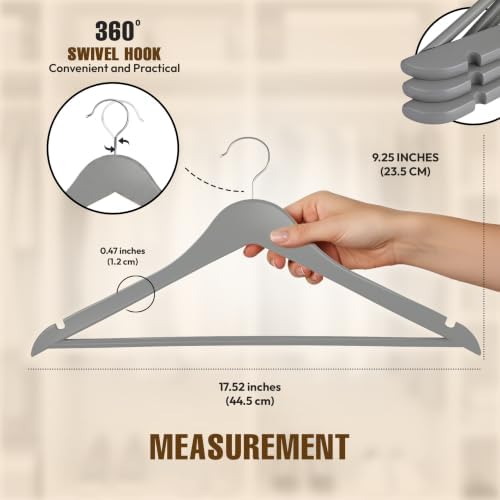 Utopia Home Wooden Hangers 30 Pack – Slim Suit Hangers Grey - Image 2