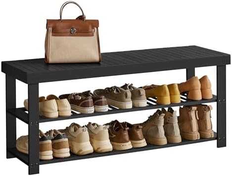 SONGMICS Shoe Rack Bench, 3-Tier Bamboo Entryway Bench, 43 Inches Width by SONGMICSbySONGMICSHOME