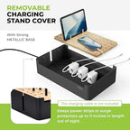 Prosumer's Choice Bamboo Charging Station for Multiple Devices - Wood Device Dock, Organizer Suitable Apple & Android Cell Phone, Tablet, iPad Cables Not Included, Metal & Bamboo Black - Image 6