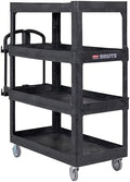 New Rubbermaid Commercial Products 4-Shelf Utility/Service Quad Cart, Heavy Duty Large, Lipped Shelf, Ergonomic Handle, 700 lbs. Capacity, for Warehouse/Garage/Cleaning/Manufacturing (2128657) Black by RubbermaidCommercialProducts