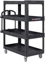 New Rubbermaid Commercial Products 4-Shelf Utility/Service Quad Cart, Heavy Duty Large, Lipped Shelf, Ergonomic Handle, 700 lbs. Capacity, for Warehouse/Garage/Cleaning/Manufacturing (2128657) Black by RubbermaidCommercialProducts