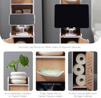 Bathroom Storage Cabinet, Toilet Paper Holder with Shelf (Oak) - Image 4