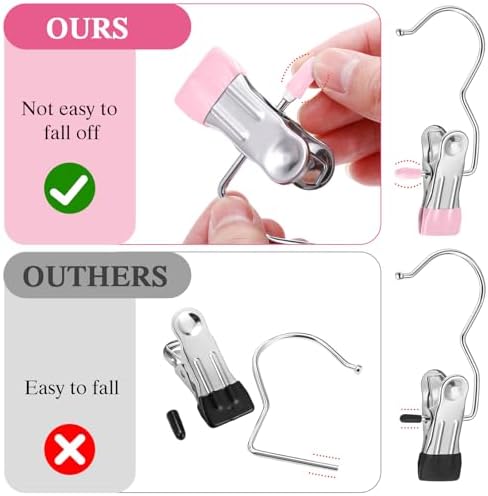 Yinder Boot Hangers Clips Laundry Hooks Hanging Stainless Steel Clothes Pins Portable Hangers for Closet Travel Socks Pants Handbags Hats Towels(Pink,250 Pcs) - Image 3