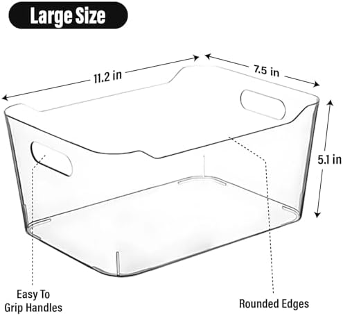 Clear Plastic Storage Bins, Pantry Organizers and Storage Containers, Large Fridge Organizer Bins, Home Kitchen Cabinet Organizer, Medicine Cabinet Bin for Organizing Freezer Closet - Image 2