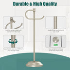 Hoimpro Toilet Paper Holder Stand Free Standing Roll Storage Brushed Nickel - Image 6