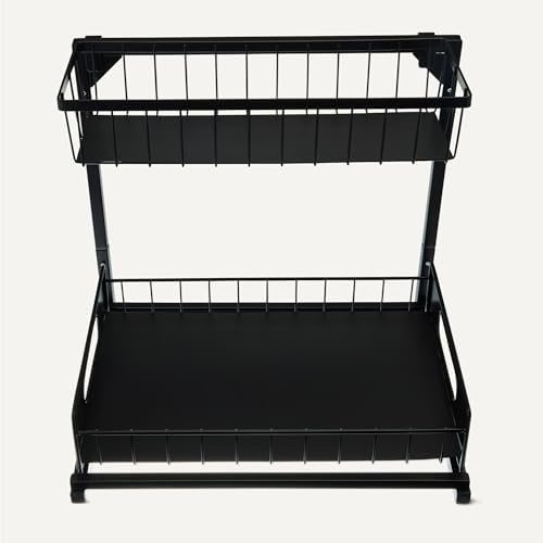 Amazon Basics L-Shape Under Sink Storage Pull Out Cabinet Organizer, Space-Saving Design, Durable and Rust-Resistant, Black, Pack of 2 - Image 4
