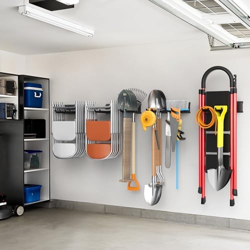 WALMANN Wall Mounted Garden Tool Rack Garage, Folding Chair Storage Rack - Image 2