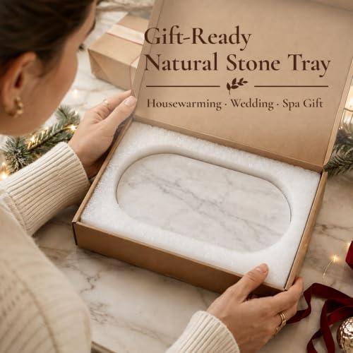 White Calacatta Marble Tray for Bathroom Vanity, 9.8x5.9In - Image 7