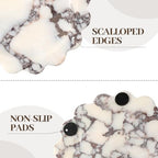 Koville 5.51" Scalloped Calacatta Viola Marble Tray, Round Stone Jewelry Trinket Dish for Ring, Natural Small Marble Tray for Bathroom Kitchen Dresser Countertop, Decorative Candle Tray - Image 6