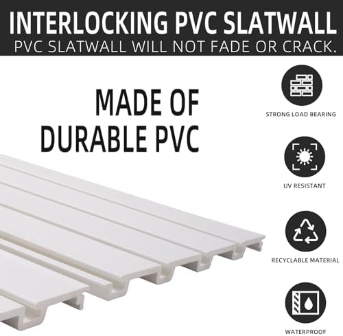 FRAYSCENT Slat Wall Paneling Garage Slat Wall Storage Systems Slatwall Panels Power Tool Organizer Wall Mount, PVC Garage Storage & Organization Products Slate Board (White, 4ft x 8ft) - Image 2