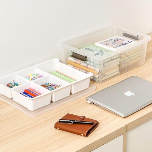 17QT Clear Plastic Craft Storage Box with Removable Tray & Lid - 2 packs - Image 4