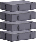 TYEERS Under Bed Storage Containers, Durable Fabric, Washable, Collapsible, Under Bed Storage Bins for Clothes, Blankets, Sheets, Shoes, 27.5x16.5x7 Inches, 4-Pack, Dark Grey by StorageOrganization