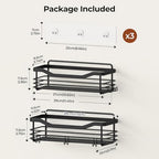 Orimade Shower Caddy Basket Shelf Storage Rack, No Drilling Wall Mounted Adhesive Rust Resistant Stainless Steel Shower Organizer with 5 Hooks for Bathroom, Black 2 Pack - Image 5