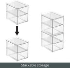mDesign Stackable Storage Containers Box with 2 Pull-Out Drawers - Stacking Plastic Drawer Bins for Closet Organization, Linen, Coat, Bedroom or Entryway Closets - Lumiere Collection - 4 Pack, Clear - Image 5