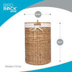 BIRDROCK HOME Round Laundry Hamper with Lid and Liner, Natural, 14.5”x26.5” - Image 2