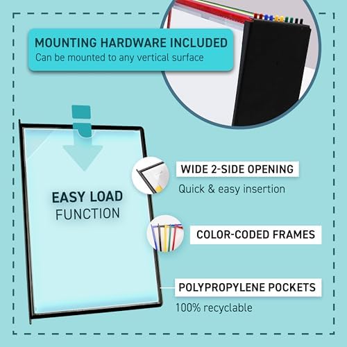 Tarifold Wall Mount Reference System, 10 Easy-Load Pockets, Assorted Colors - Image 2