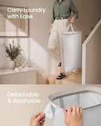 SONGMICS Laundry Hamper with Lid, 160L Double Laundry Basket, Steel Frame - Image 5