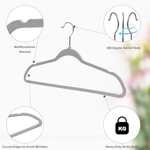 Quality Hangers 200 Pack Slim Plastic Hangers for Clothes - 16.5" Won't Crease Your Clothes, Heavy Duty Non-Velvet Gray Hangers, 360° Swivel Chrome Hook Dresses Coats Shirts - Image 5