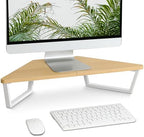 TEAMIX 26 inch Corner Monitor Stand Riser with Keyboard Storage, Maple by TEAMIX