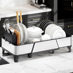Urackify Large Expandable Dish Drying Rack for Kitchen Counter, Black by Urackify