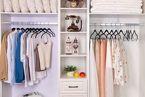 Quality Hangers Clothes Hangers 50 Pack - Non-Velvet Plastic Hangers for Clothes -Heavy Duty Coat Hanger Set -Space-Saving Closet Hangers with Chrome Swivel Hook, Non-Flocked Hangers (50, Black) - Image 2