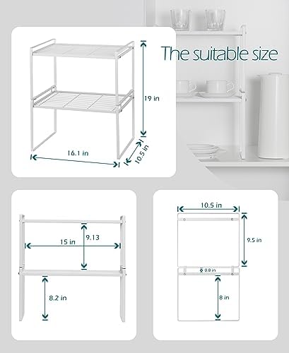 Shantton Cabinet Shelf Organizer, Pantry Shelf Rack, White 16.1x10.6x9.5 - Image 3