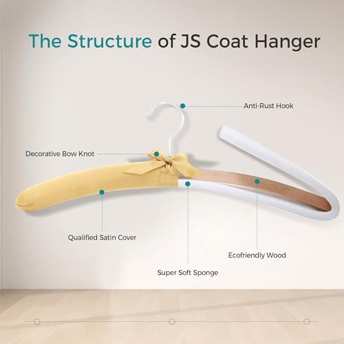 JS Hanger Padded Hangers - 17 Inch Extra Large Heavy Duty Fabric Covered Coat Hangers No Shoulder Bump for Women Clothes, Sweaters, Dresses, Clothing, Weddings, Lingerie Pack of 10, Golden - Image 6