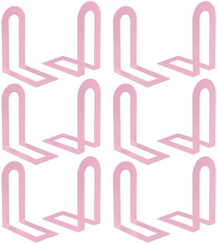 Chunful 12 Pcs Pink Metal BookEnds Shelves, 7.5 x 5.75 x 3.5 in by Chunful