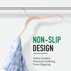 Sishynio Velvet Hangers 50 Pack, Non-Slip Slim Felt Clothes Hangers Pink - Image 6