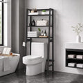 MallKing Over-The-Toilet Storage Rack, Wooden 3-Tier Over-The-Toilet Storage Rack Bathroom Space Saver Organizer, Freestanding Above Toilet with Toilet Paper Holder and Hooks (Black) by MallKing