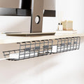 2 Pack DELAMU Under Desk Cable Management Tray, Large Metal Cord Organizer, Office & Home Cord Wire Management Under Desk Shelf, Easy Install Pre-drilled Cable Organizer, Black by DELAMU