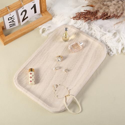 Karibiber Marble Vanity Tray, Bathroom Tray Countertop, Decorative Dresser Organizer, Perfume, Jewelry Holder, Beige Stone Serving for Kitchen Sink Storage(MOCA Cream) - Image 6