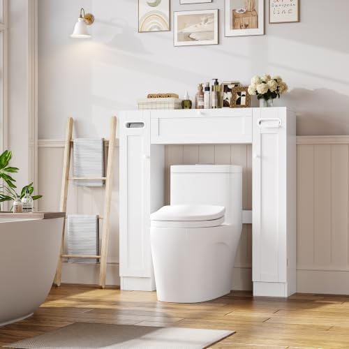 Keyluv Short Over the Toilet Storage Cabinet with Doors for Small Bathrooms - Image 2