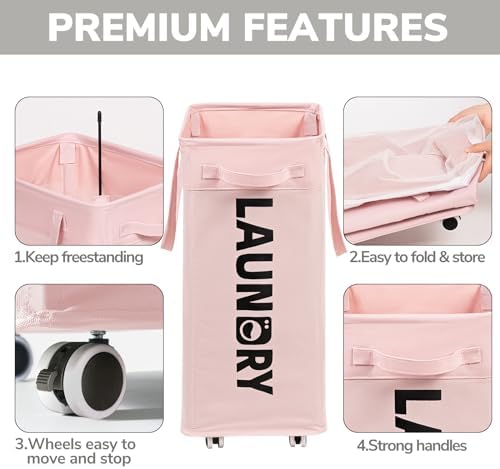 Goodpick 75L Laundry Hamper with Wheels, Dorm Room Essentials for Girls - Image 4