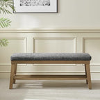 VKNOW Entryway Bench, Storage Shoe Bench with Rubberwood Legs, Black - Image 3